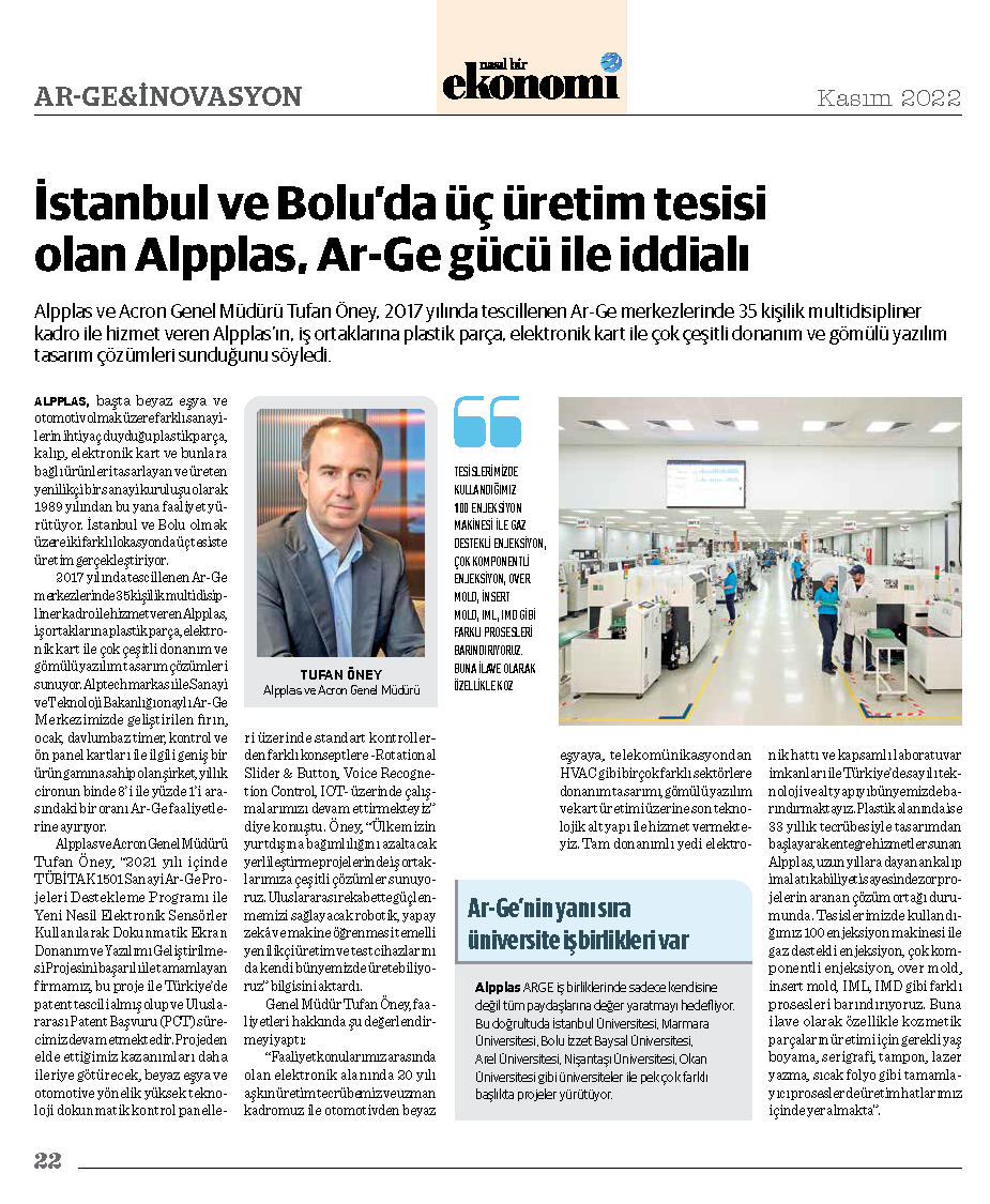 Nasıl Bir Ekonomi - İstanbul ve Bolu'da üç üretim tesisi olan Alpplas, Ar-Ge gücü ile iddialı